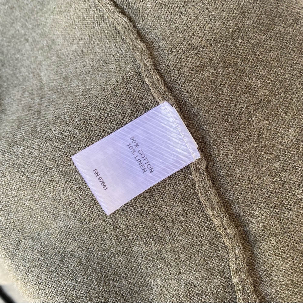 PURE J. JILL Olive Green Open Front 3/4 Sleeve Cardigan - Picture 3 of 11
